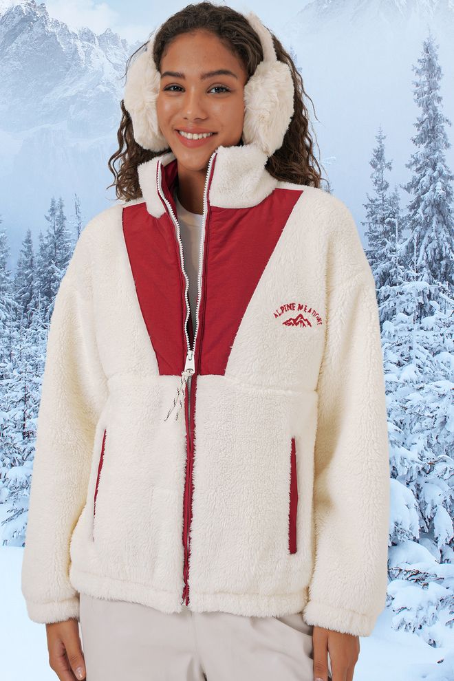 Bigdart Veste Manteau Peluche Femme Rouge Claret Vêtements en gros Décontracté