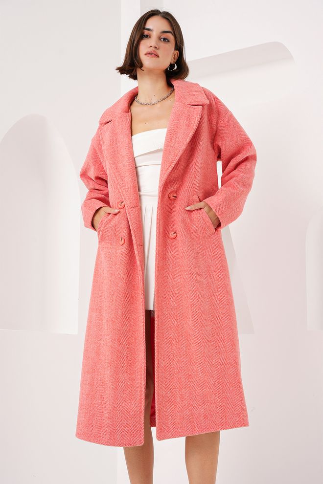 Bigdart Oversized Wollen Jas Met Lange Manchetten En Wijde Snit Oranje Groothandel Kleding Casual