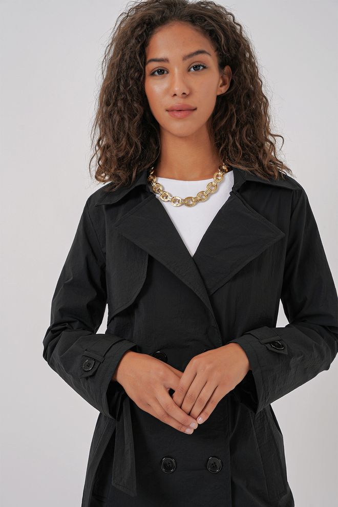 Bigdart Καμπαρντίνα Με Διπλό Γιακά Μαύρο Χονδρικό εμπόριο ενδυμάτων Φθινόπωρο