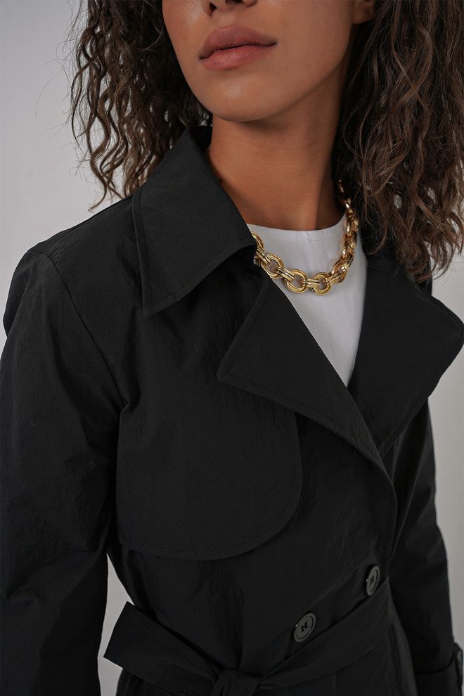 Bigdart Καμπαρντίνα Με Διπλό Γιακά Μαύρο Χονδρικό εμπόριο ενδυμάτων 4