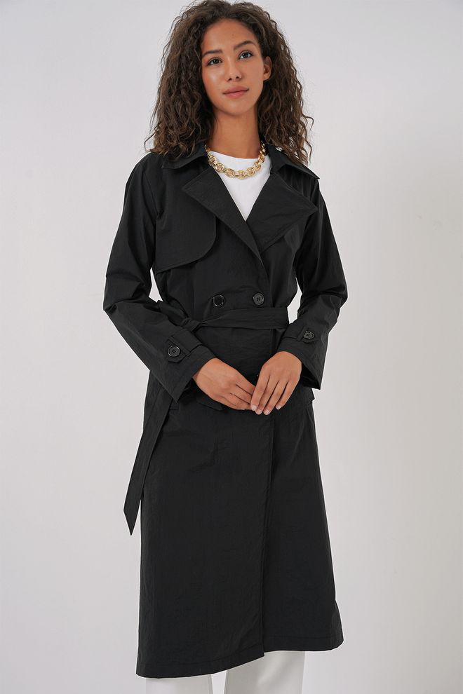 Bigdart Καμπαρντίνα Με Διπλό Γιακά Μαύρο Χονδρικό εμπόριο ενδυμάτων 2