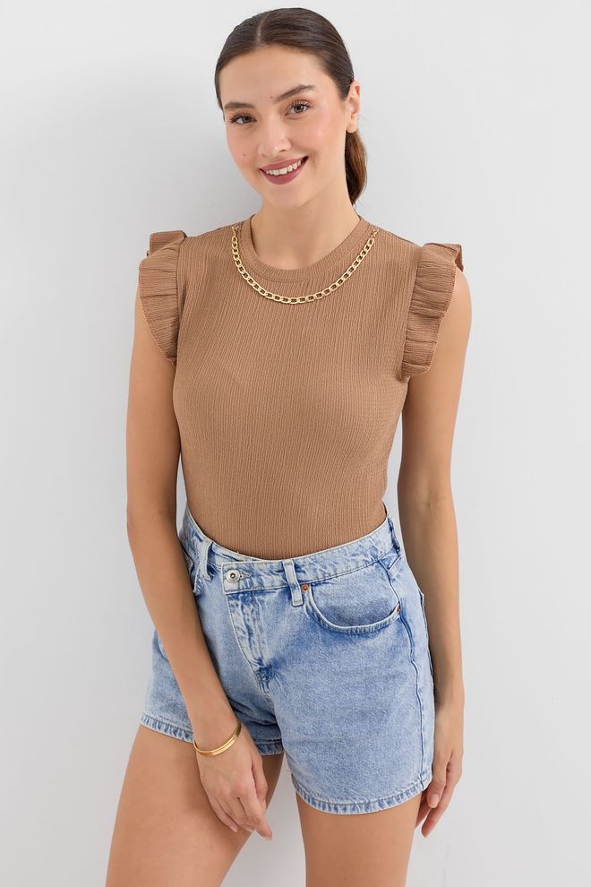 Bigdart Camicetta Lavorata A Maglia Cammello Abbigliamento all'ingrosso Primavera