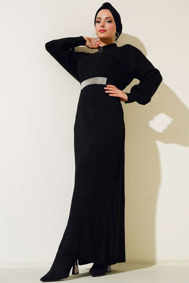 Bigdart Full Length Hijab Knitwear Dress Black Wholesale Clothing Casual