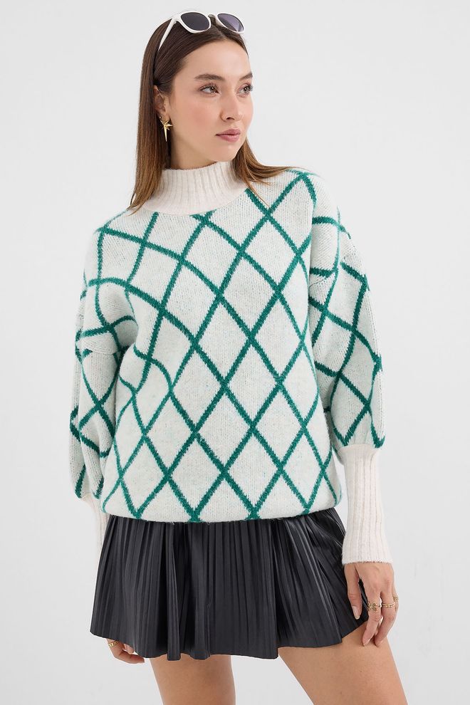 Bigdart Jersey De Punto Oversize Con Cuello Alto Verde Ropa al por mayor 2