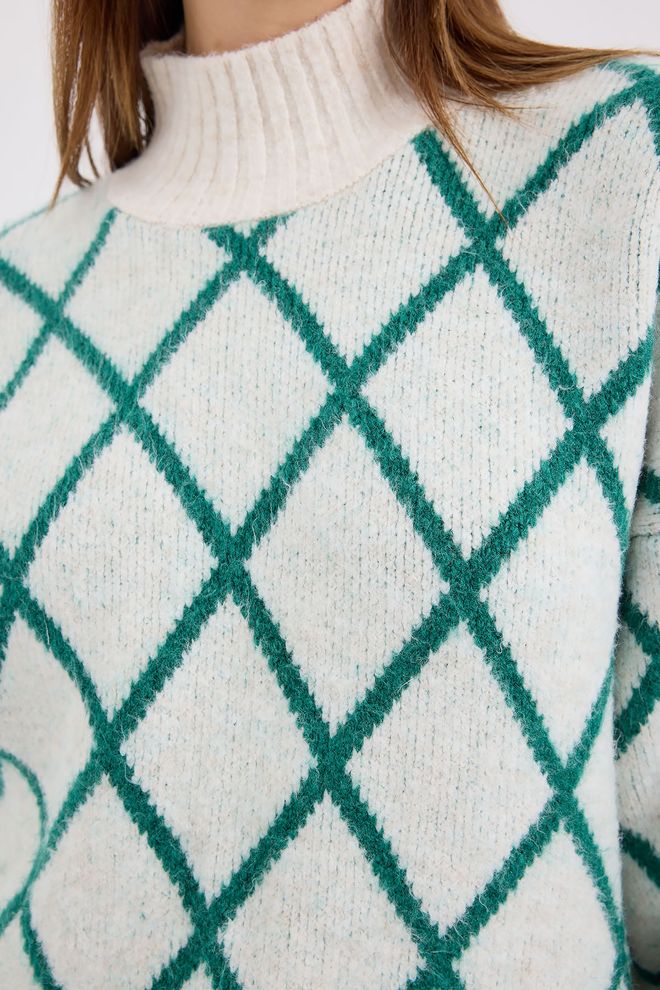 Bigdart Jersey De Punto Oversize Con Cuello Alto Verde Ropa al por mayor 4