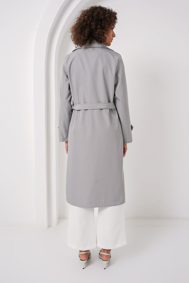 Bigdart Double Breasted Trench Coat Grey Wholesale Clothing Formal