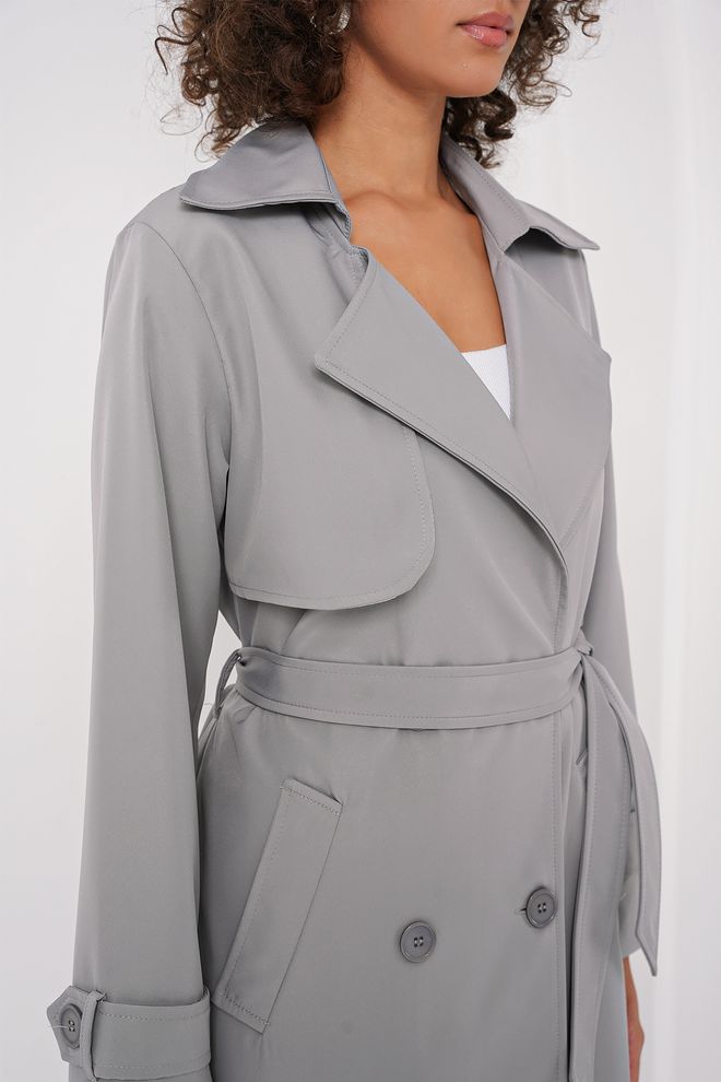 Bigdart Double Breasted Trench Coat Grey Wholesale Clothing Fall