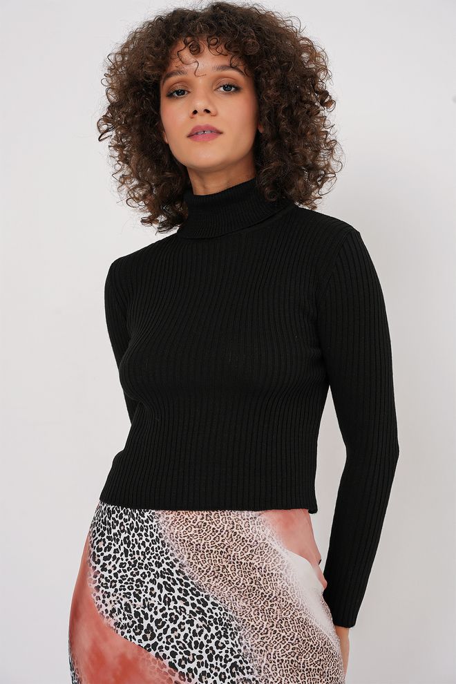 Bigdart Turtleneck Knit Sweater Black Wholesale Clothing Casual