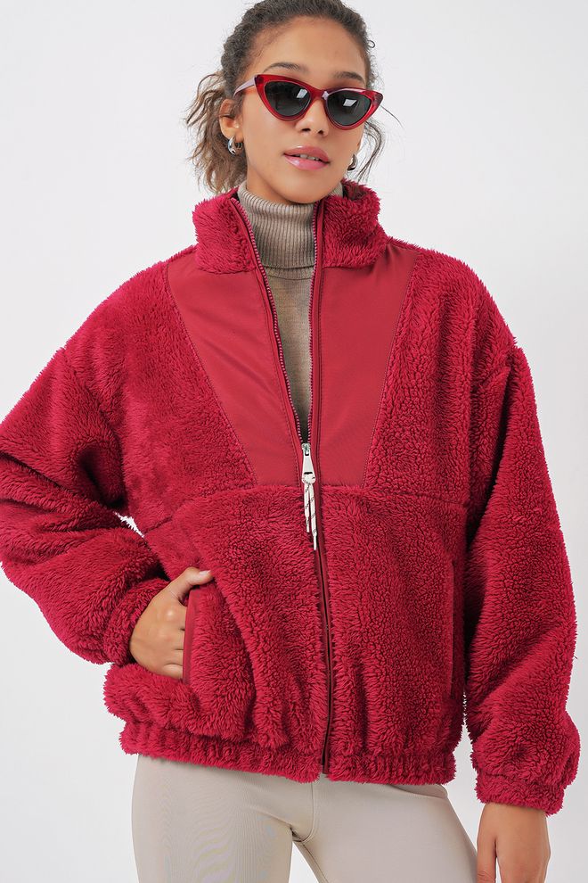 Bigdart Veste Manteau Peluche Femme A.burgundy Vêtements en gros Décontracté