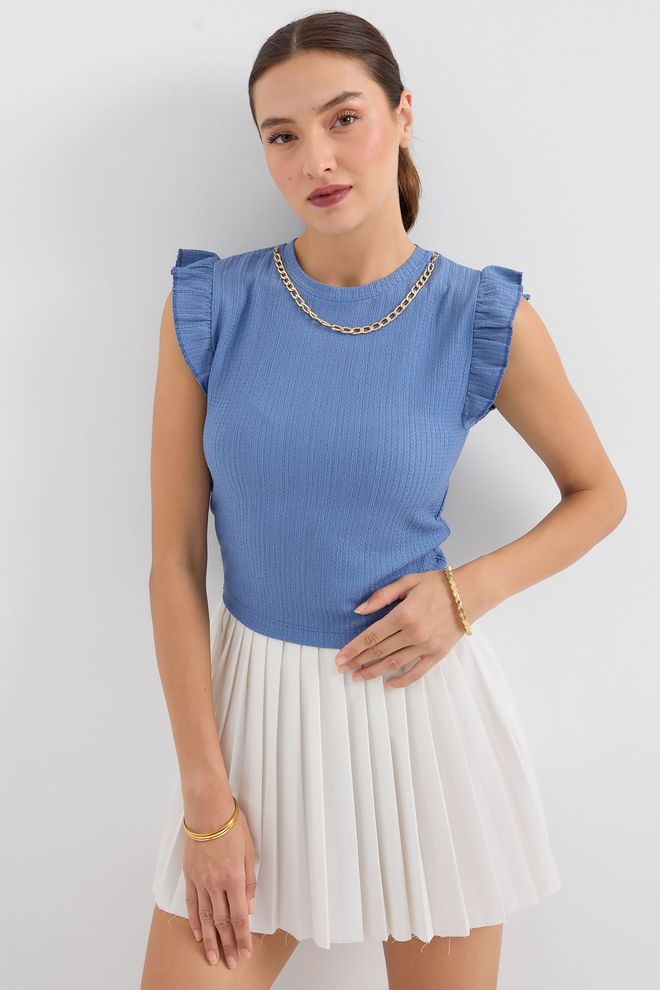 Bigdart Camicetta Lavorata A Maglia Indaco Abbigliamento all'ingrosso Primavera