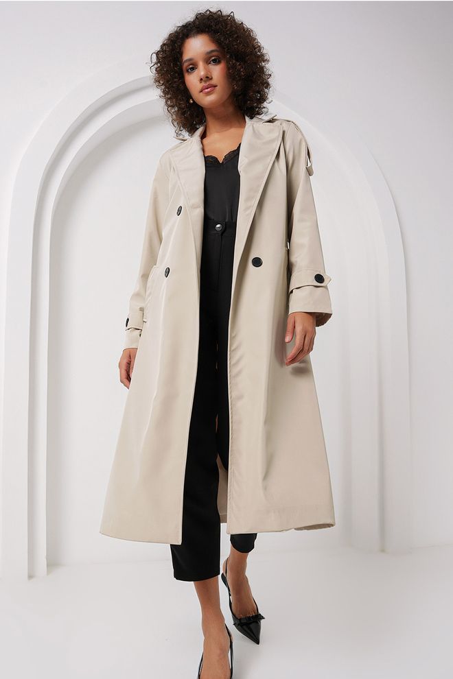 Bigdart Trench Coat Longo Com Gola Dupla Pedra Roupas por atacado Casual