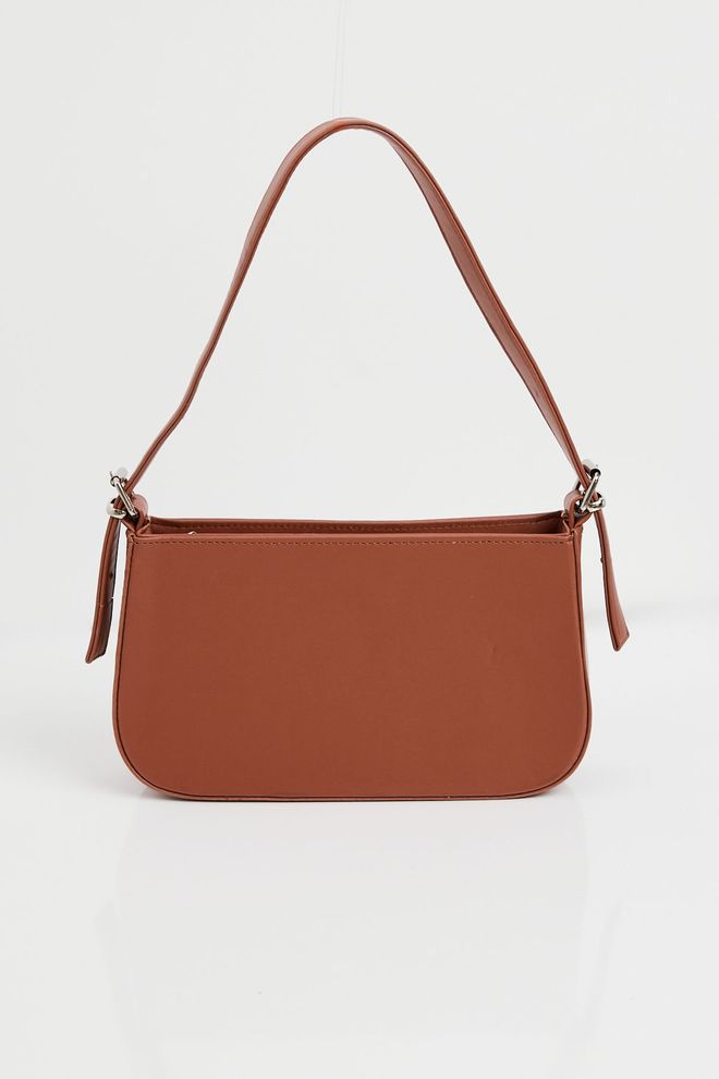 Bigdart Plain Baguette Shoulder Bag Tan Wholesale Clothing 1