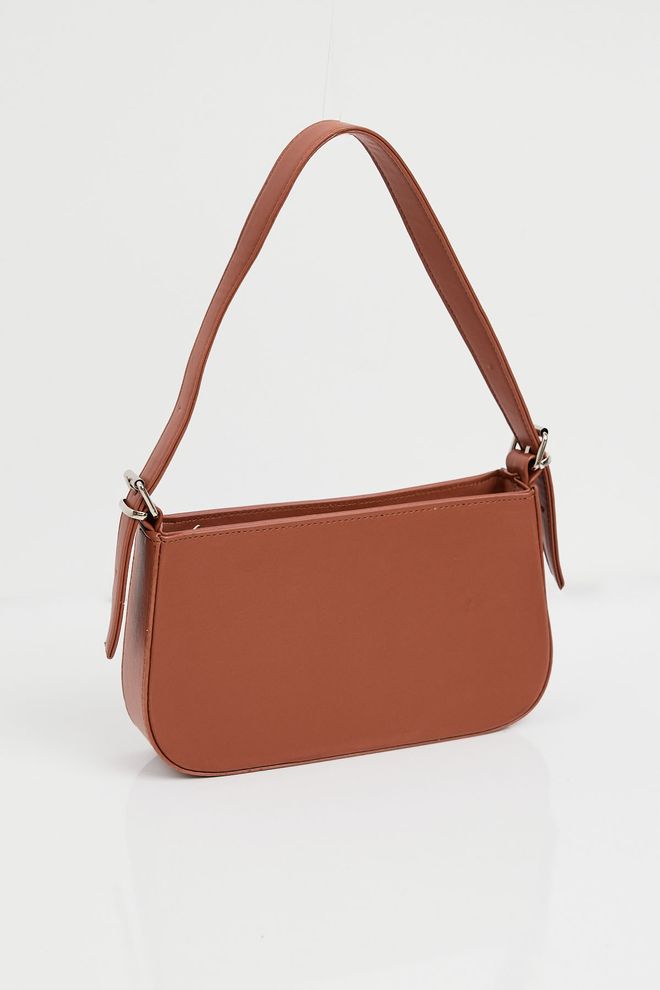 Bigdart Plain Baguette Shoulder Bag Tan Wholesale Clothing 2