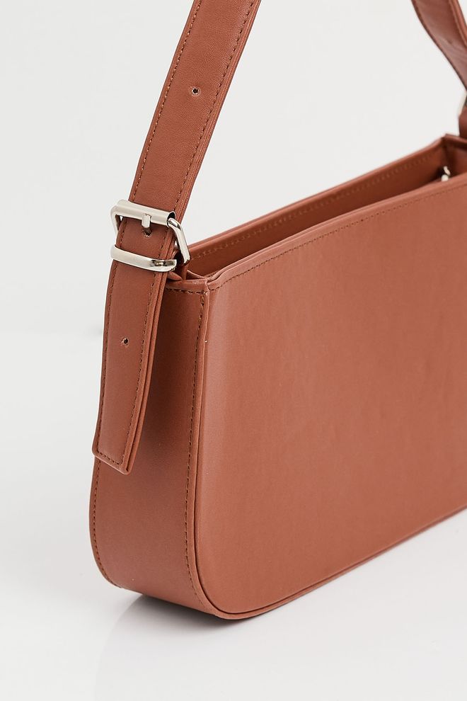 Bigdart Plain Baguette Shoulder Bag Tan Wholesale Clothing 4