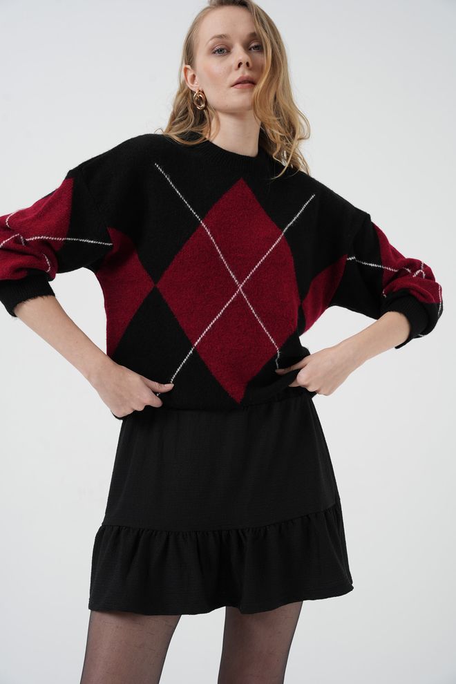 Bigdart Minigonna lavorata a maglia Nera Abbigliamento all'ingrosso Poliestere