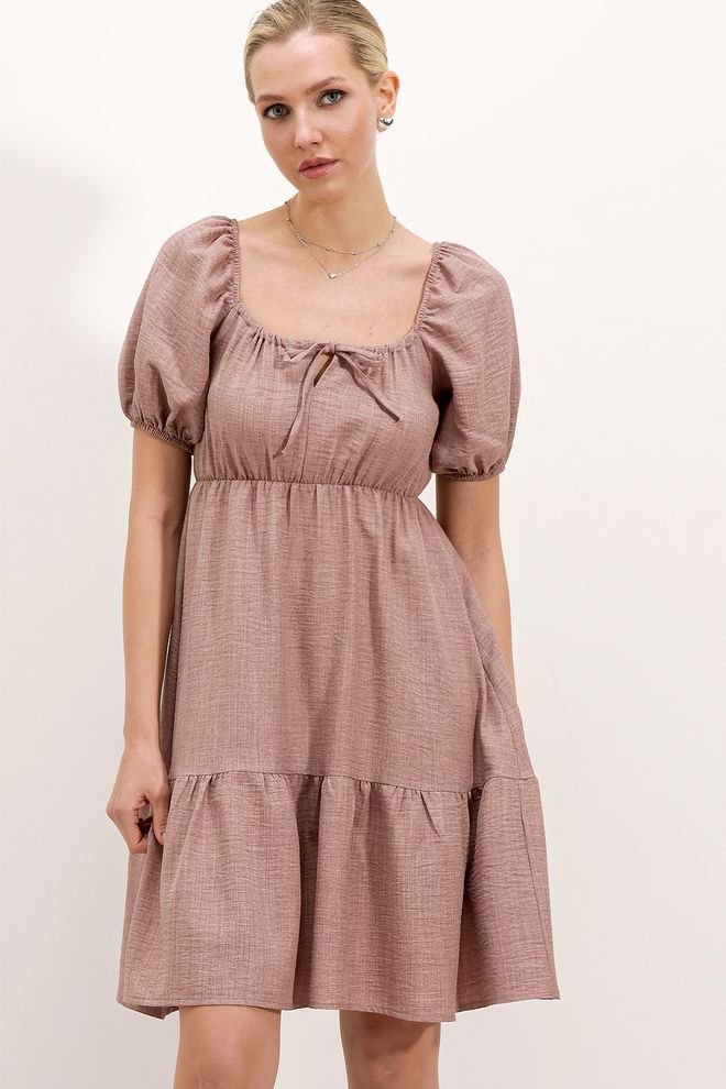 Bigdart Rozkloszowana Sukienka Popelinowa Dusty Rose Hurtowa sprzedaż odzieży Casual