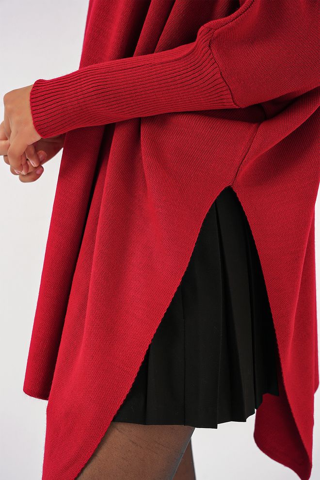 Bigdart Maglione poncho con spacco Rosso Abbigliamento all'ingrosso Autunno