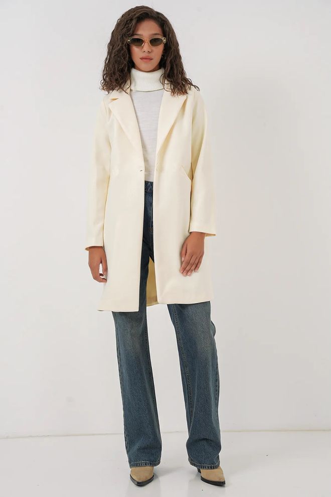 Bigdart Cappotto con francobollo Crema Abbigliamento all'ingrosso Poliestere