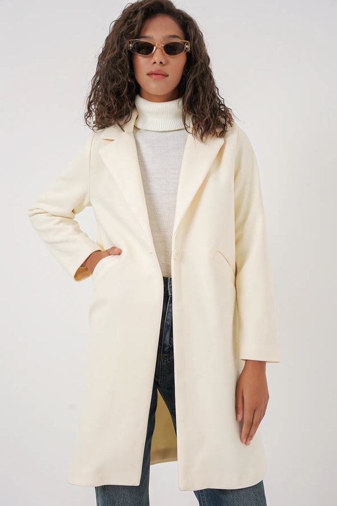 Bigdart Cappotto con francobollo Crema Abbigliamento all'ingrosso Autunno