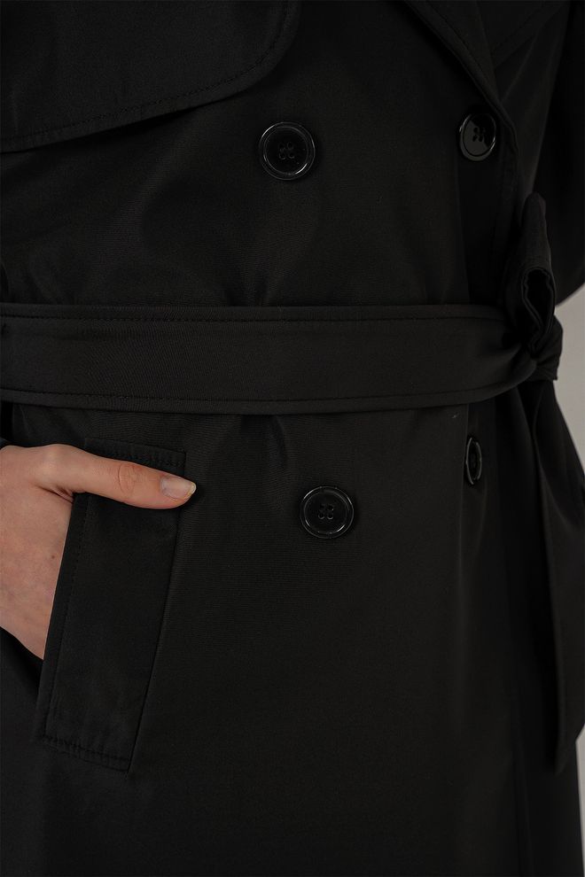 Bigdart Double Breasted Collar Trench Coat Black Wholesale Clothing Formal