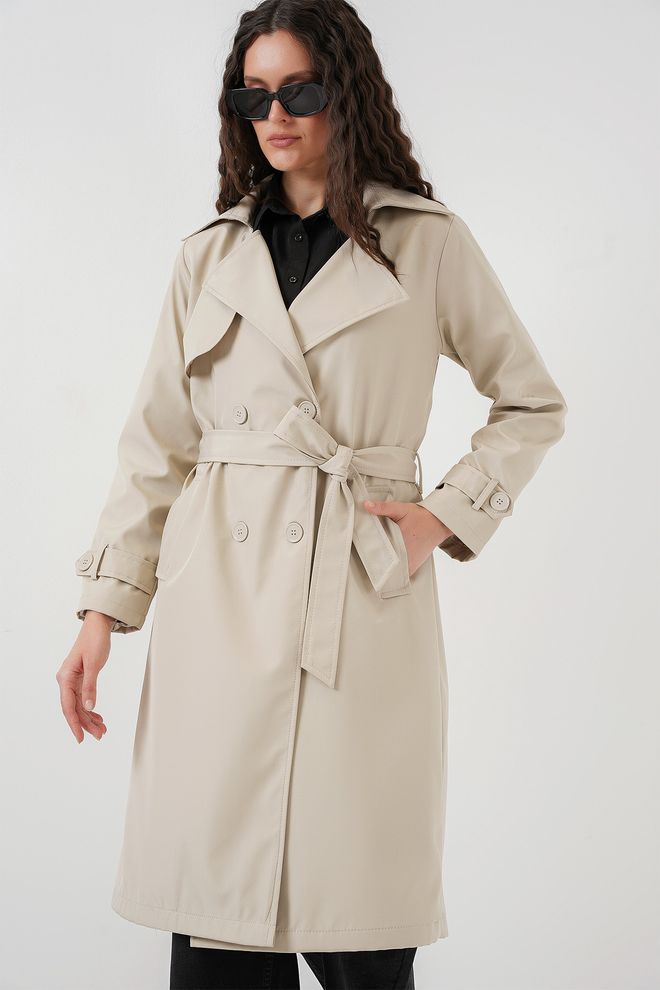 Bigdart Double Breasted Trench Coat Beige Wholesale Clothing Casual