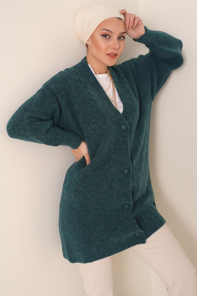 Bigdart Cardigan En Tricot Hijab Vert Vêtements en gros Décontracté