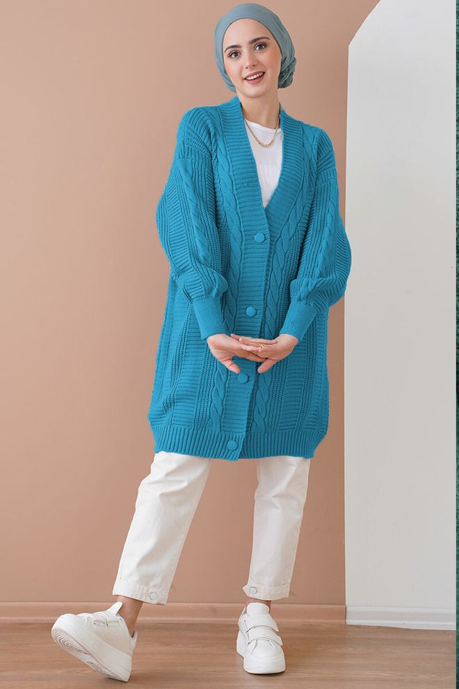 Bigdart Cardigan En Tricot Hijab B.blue Vêtements en gros Décontracté