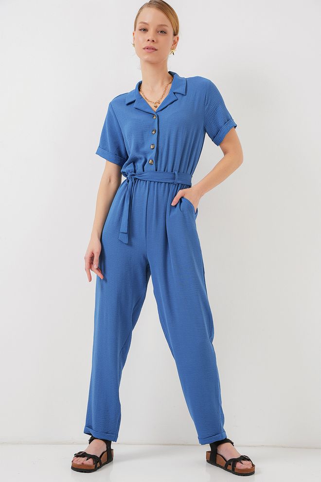 Bigdart Ayrobin Jumpsuit 7030 Mit Kurzen Ärmeln Indigo Großhandelskleidung Lässig