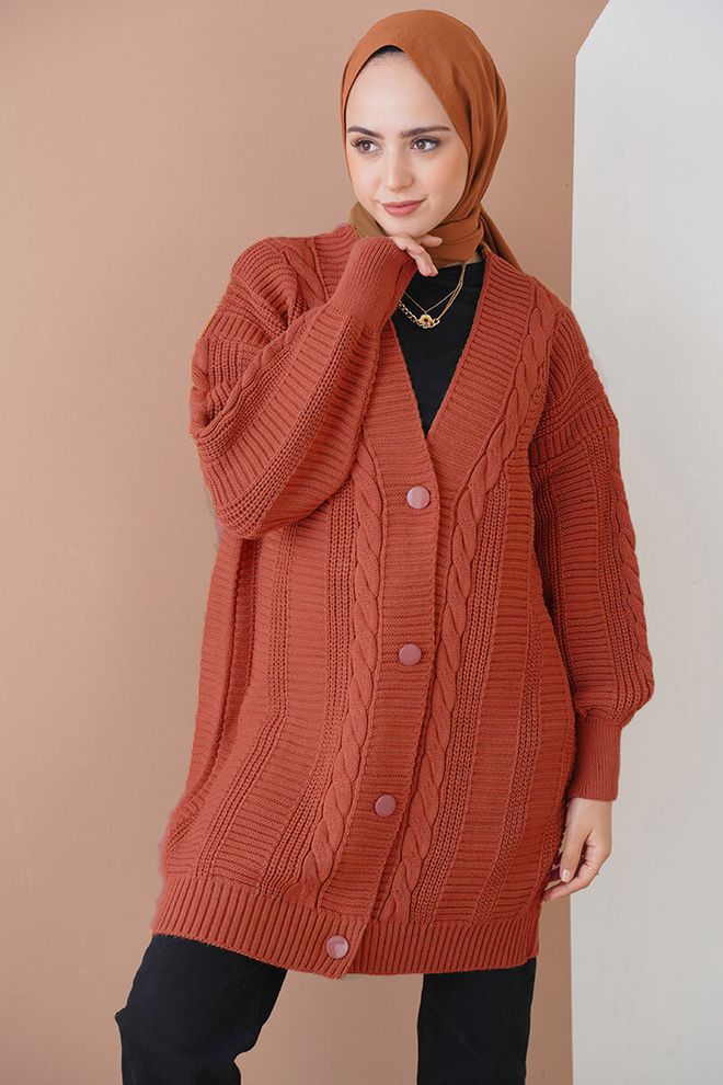Bigdart Cardigan En Tricot Avec Hijab A. Kiremit Vêtements en gros Décontracté