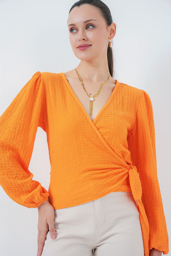 Bigdart Blouse En Tricot Tire Orange Vêtements en gros Décontracté
