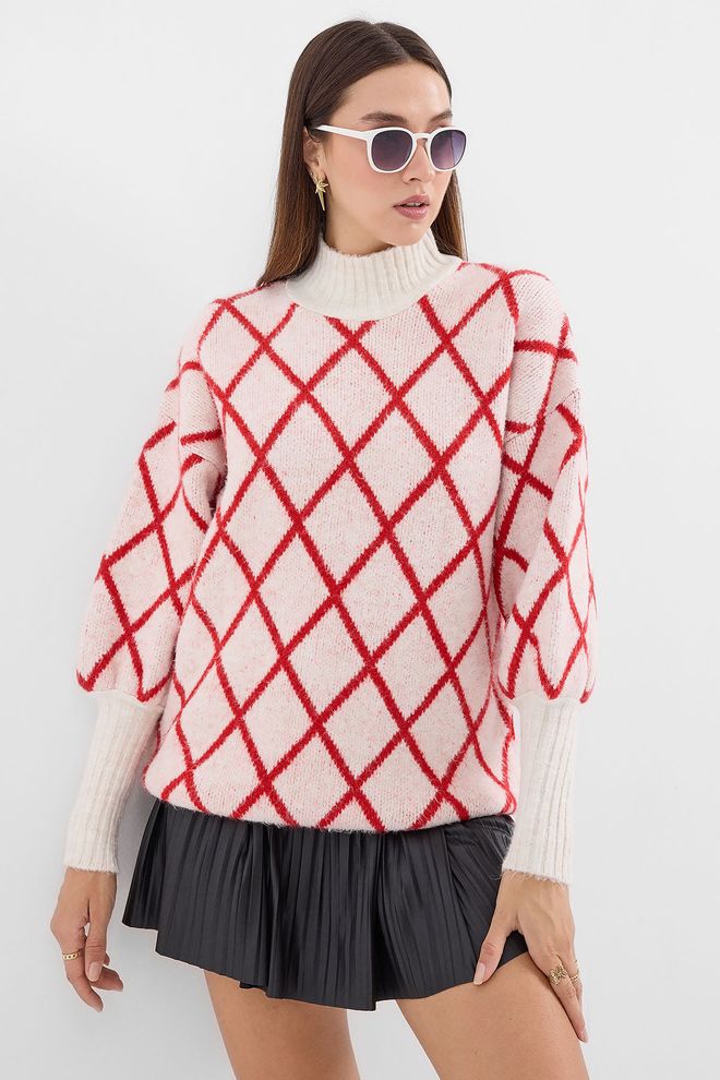Bigdart Turtleneck Oversize Knitwear Sweater Red Wholesale Clothing 0