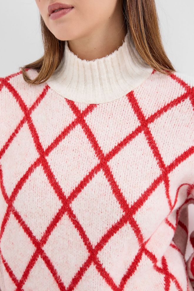 Bigdart Jersey De Punto Extragrande Con Cuello Alto Rojo Ropa al por mayor 4