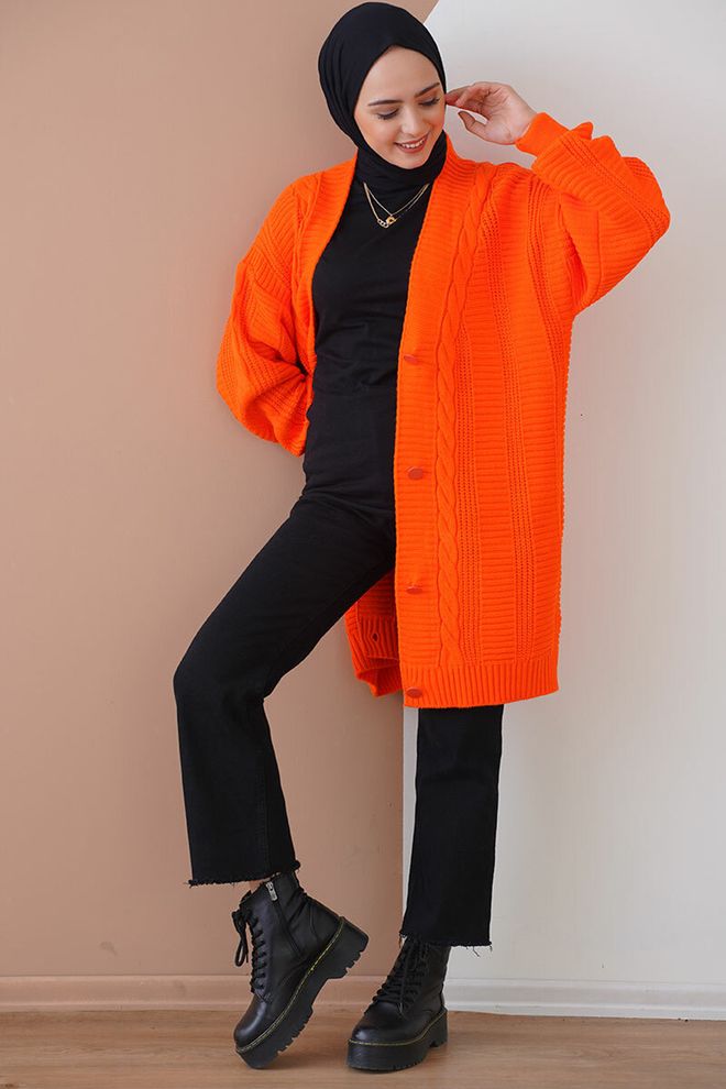 Bigdart Cardigan En Tricot Hijab Orange Vêtements en gros Décontracté