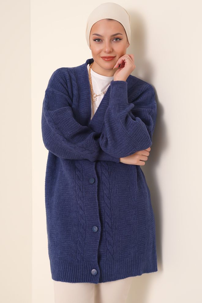 Bigdart Cárdigan De Punto Hijab Azul Marino Ropa al por mayor Casual