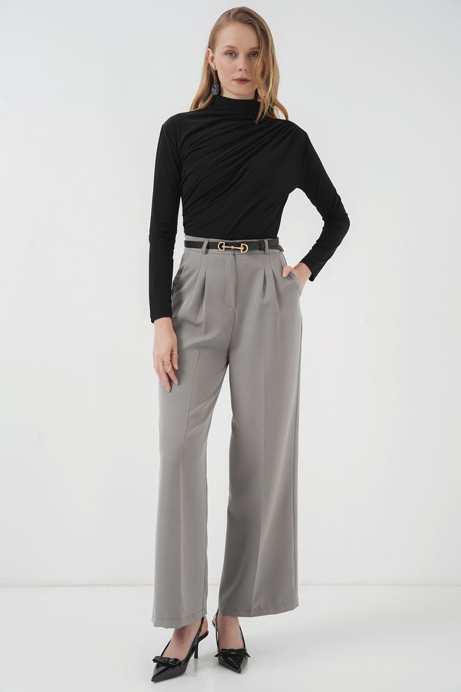 Bigdart بلوزة ساندي بتفاصيل كشكشة سوداء ملابس بالجملة 1