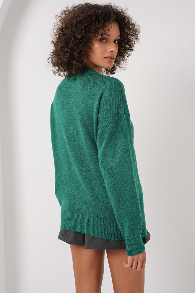 Bigdart Suéter De Malha De Grandes Dimensões Com Estampa De Baklava Verde Esmeralda Roupas por atacado Formal