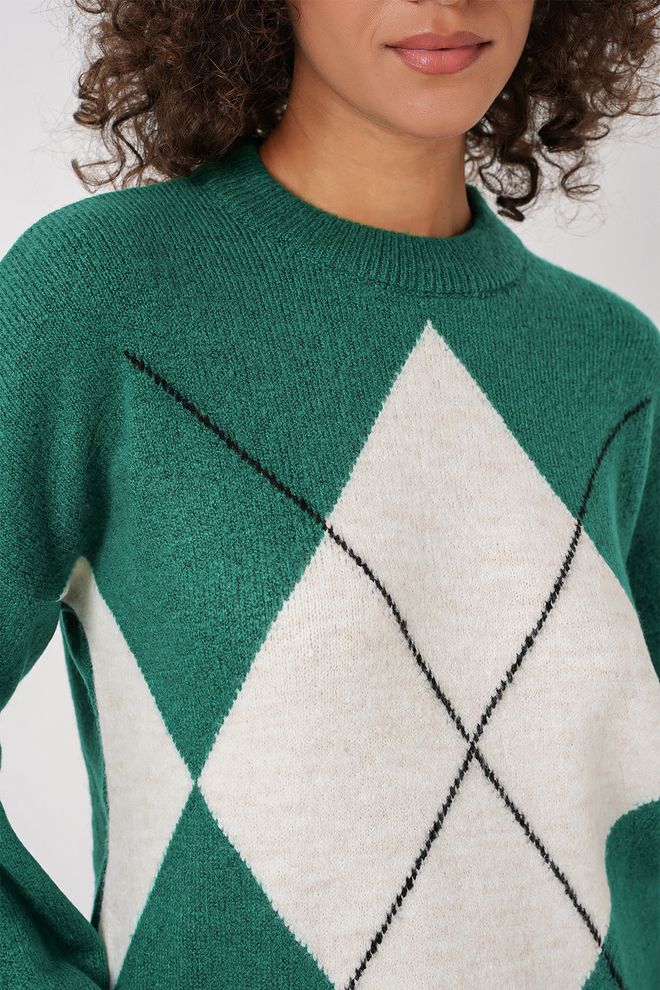Bigdart Suéter De Malha De Grandes Dimensões Com Estampa De Baklava Verde Esmeralda Roupas por atacado Outono