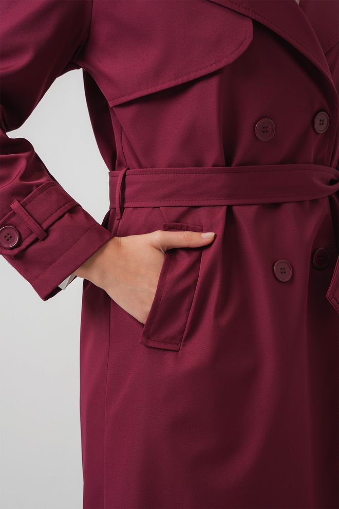 Bigdart Double Neck Trench Coat Burgundy Wholesale Clothing Formal