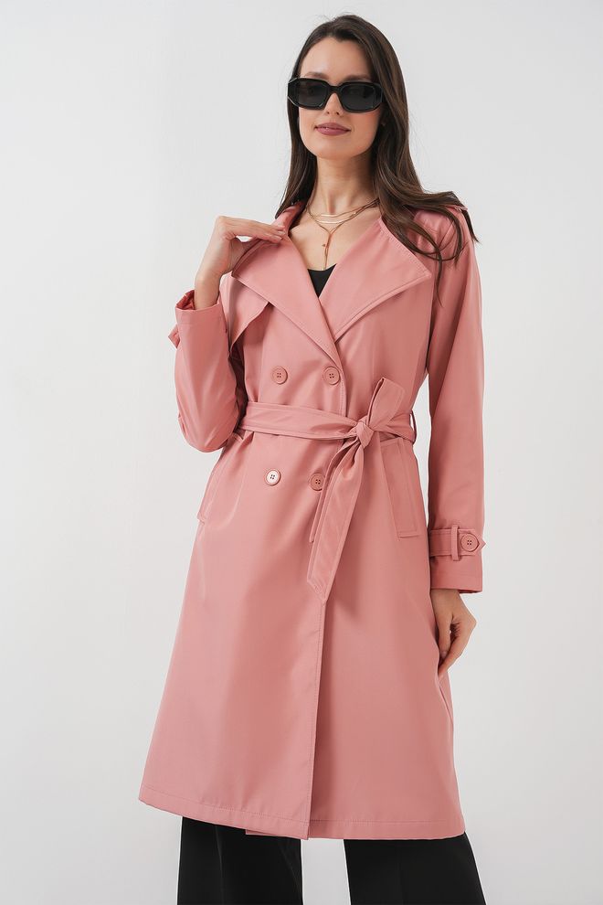 Bigdart Double Collar Trench Coat Pink Wholesale Clothing 2