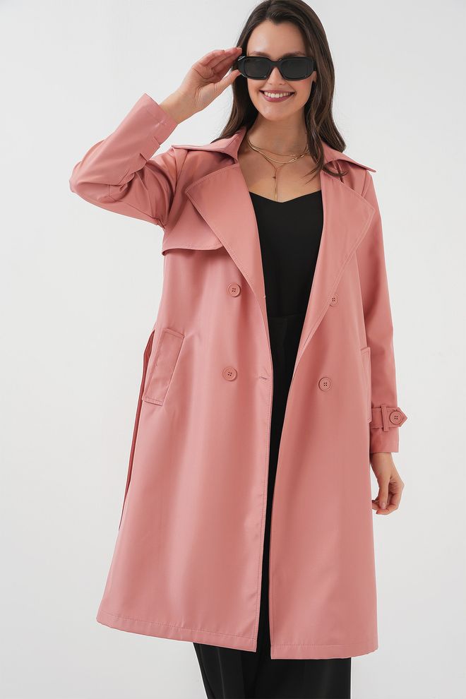 Bigdart Double Collar Trench Coat Pink Wholesale Clothing Casual