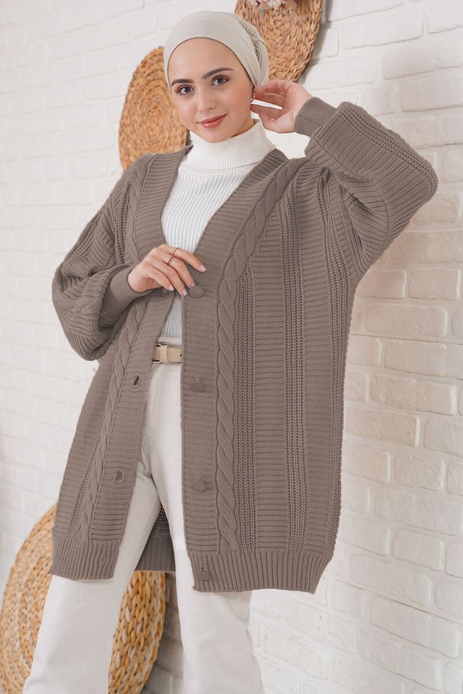 Bigdart Hijab Knitwear Cardigan A.Kahve Wholesale Clothing Casual