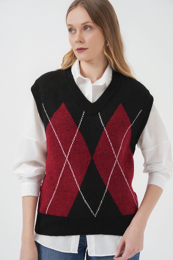 Bigdart V Neck Knitted Sweater Black Wholesale Clothing Casual