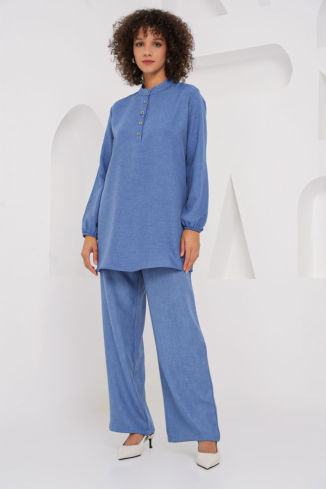 Bigdart Ensemble Double De Pantalons Tuniques En Lin Indigo Vêtements en gros Décontracté