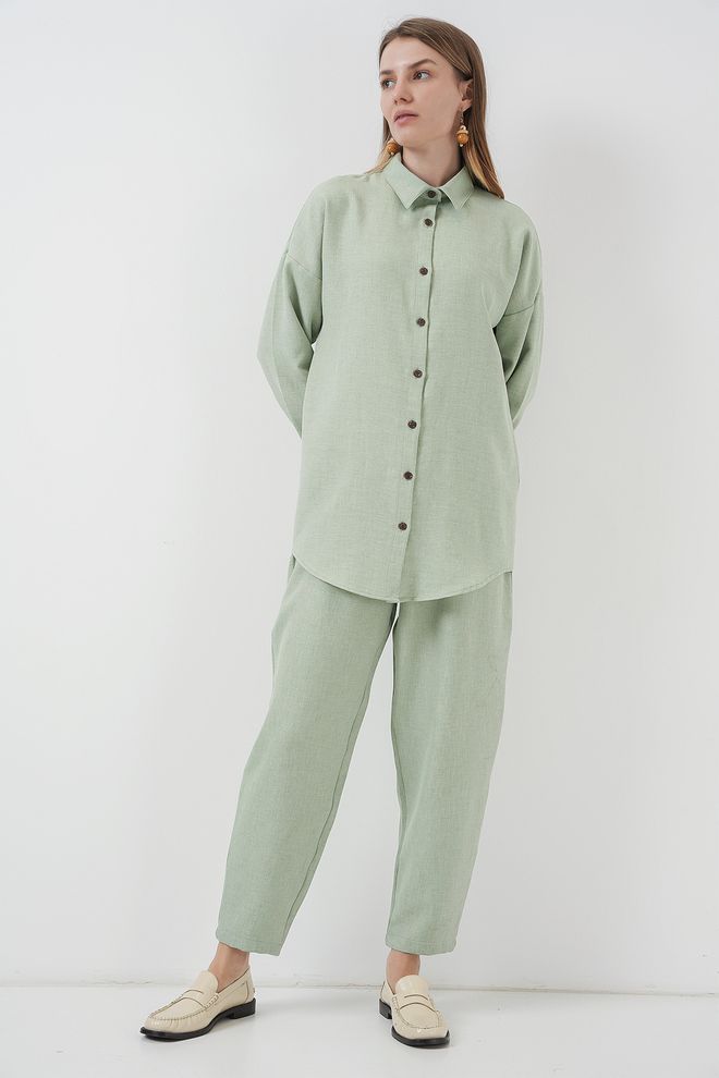 Bigdart Linen Duo Set Mint Wholesale Clothing Birthday