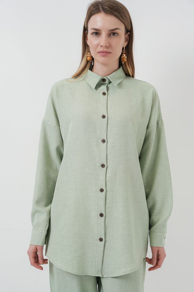 Bigdart Linen Duo Set Mint Wholesale Clothing Viscose