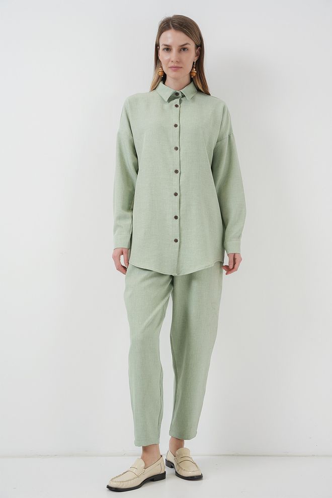 Bigdart Linen Duo Set Mint Wholesale Clothing Fall