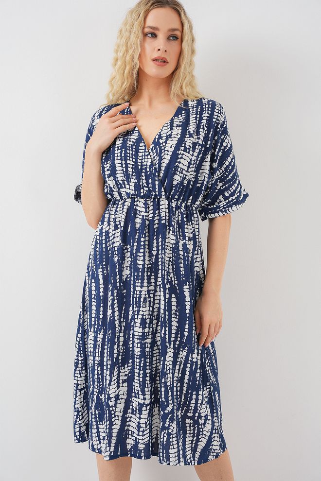 Bigdart Синий Повседневный Бохо Элегантный Обёрточный Платье Миди Оптовая продажа одежды Скромный