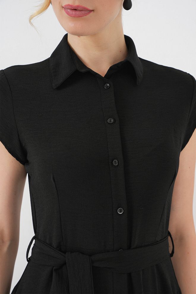Bigdart Rochie Cămașă Neagră Modestă Formală Elegantă Îmbrăcăminte cu ridicata Casual