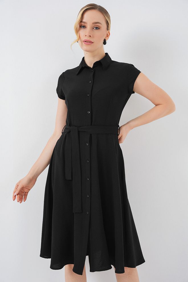 Bigdart Rochie Cămașă Neagră Modestă Formală Elegantă Îmbrăcăminte cu ridicata 1