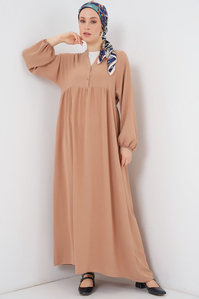 Bigdart Beige Modest Ethnic Kaftan Dress With Ballon Sleeves Wholesale Clothing Modest